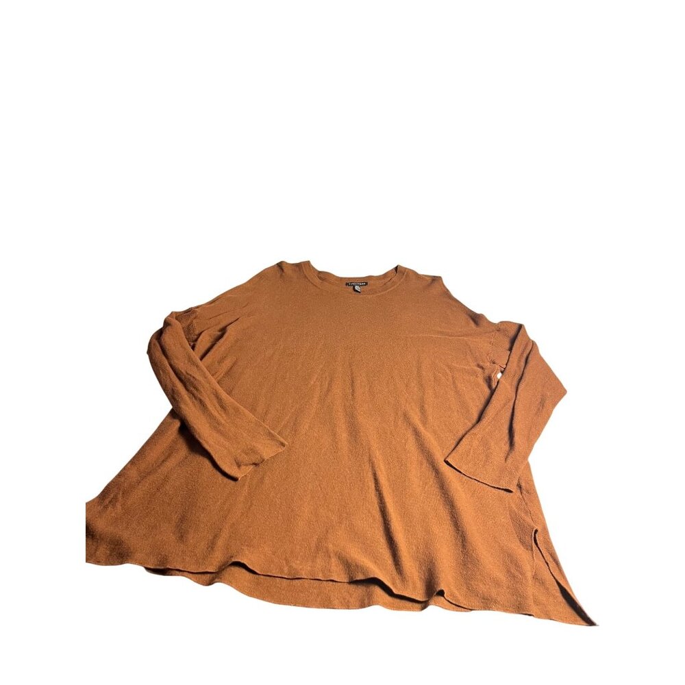 Eileen Fisher L Brown Organic Cotton silk Blend  Tunic Top/ sweater dress